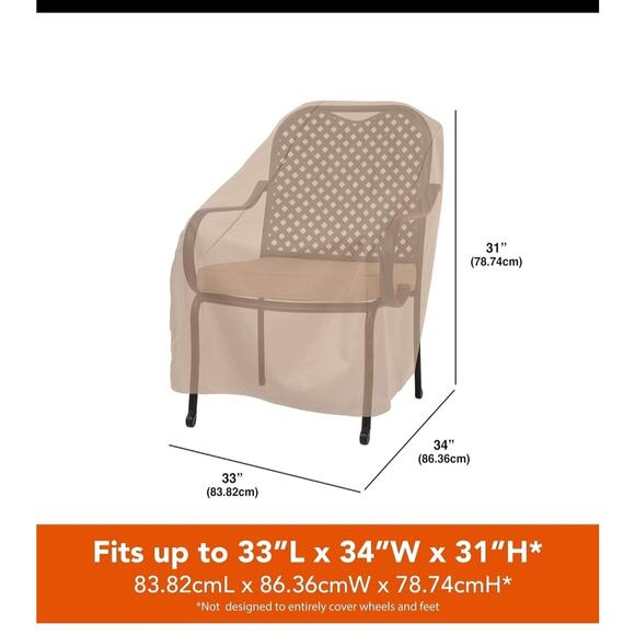 Modern Leisure Basics Patio Chair Cover - 33" L x 34" W x 31" H - Khaki - Picture 2 of 6